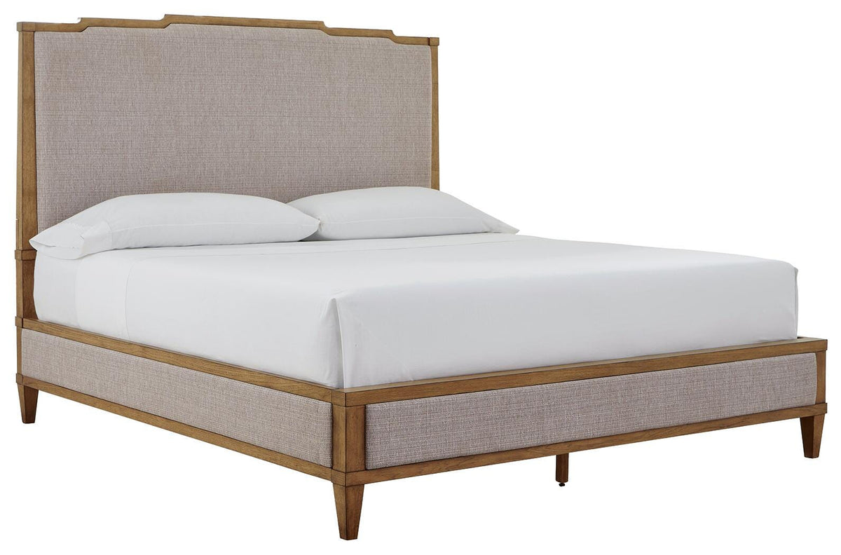 Sharlance Upholstered Panel Bed - Light Brown  (B895-SI)