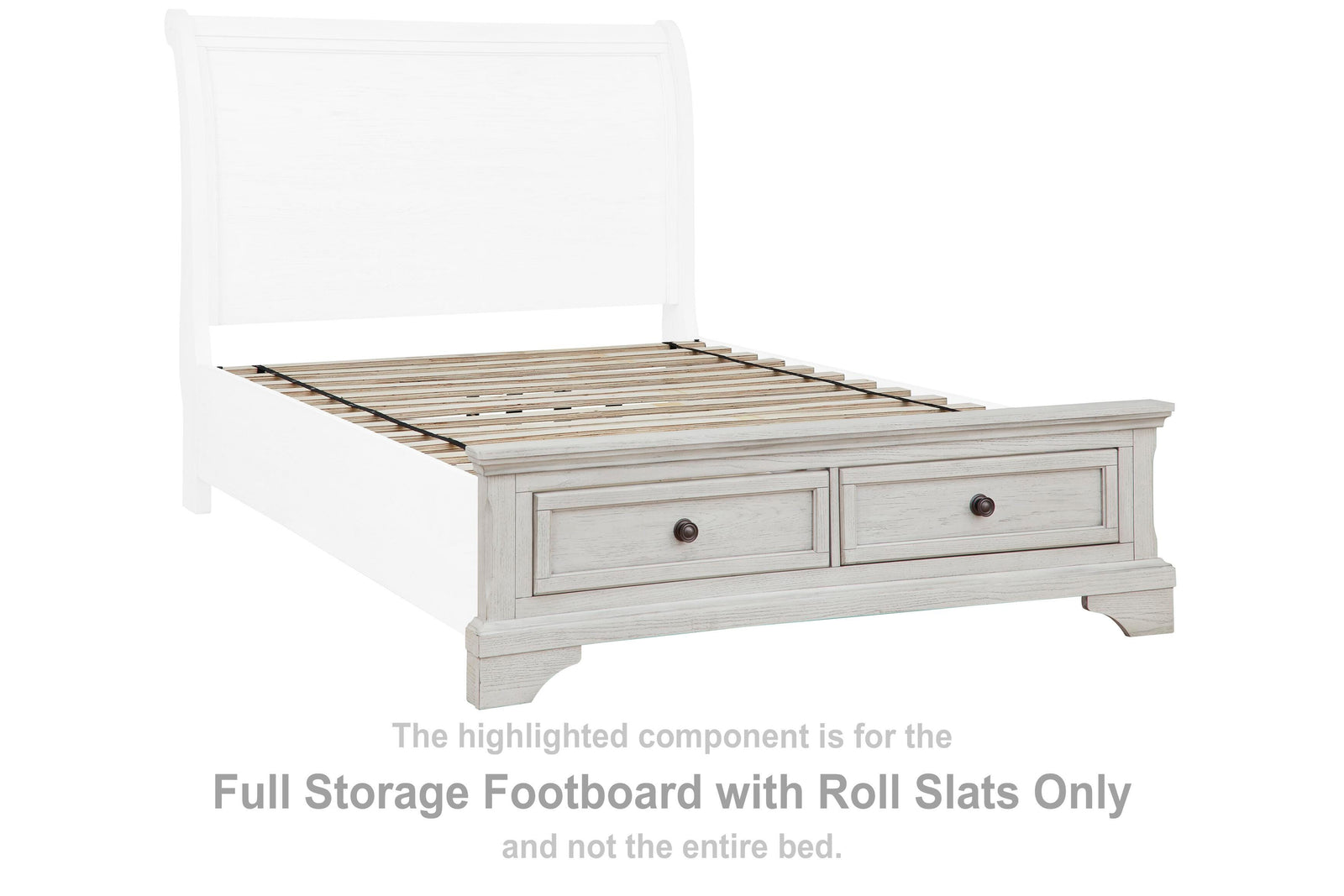 Robbinsdale Storage Footboard with Roll Slats (Youth) - Antique White  (B742-SI) - Image 2