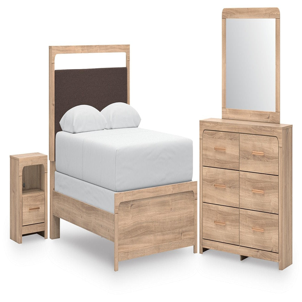 Kinlanni Queen Panel Bed, Dresser, Mirror and Nightstand (PCB1360-SI)