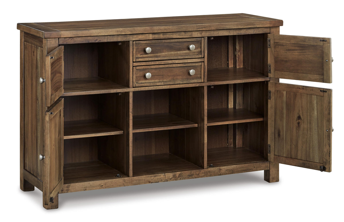 Moriville Counter Height Dining Table with 4 Barstools, Bench, and Server (D631-SI) - Image 21