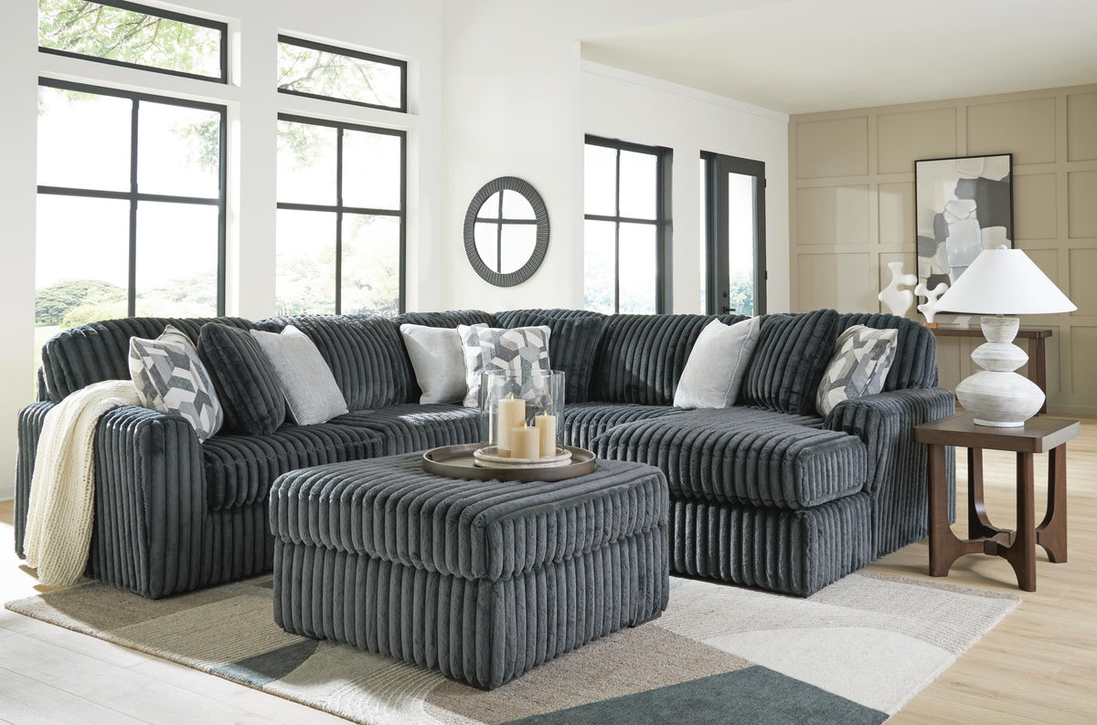 Midnight-Madness 2-Piece Sectional and Ottoman (98105-SI)