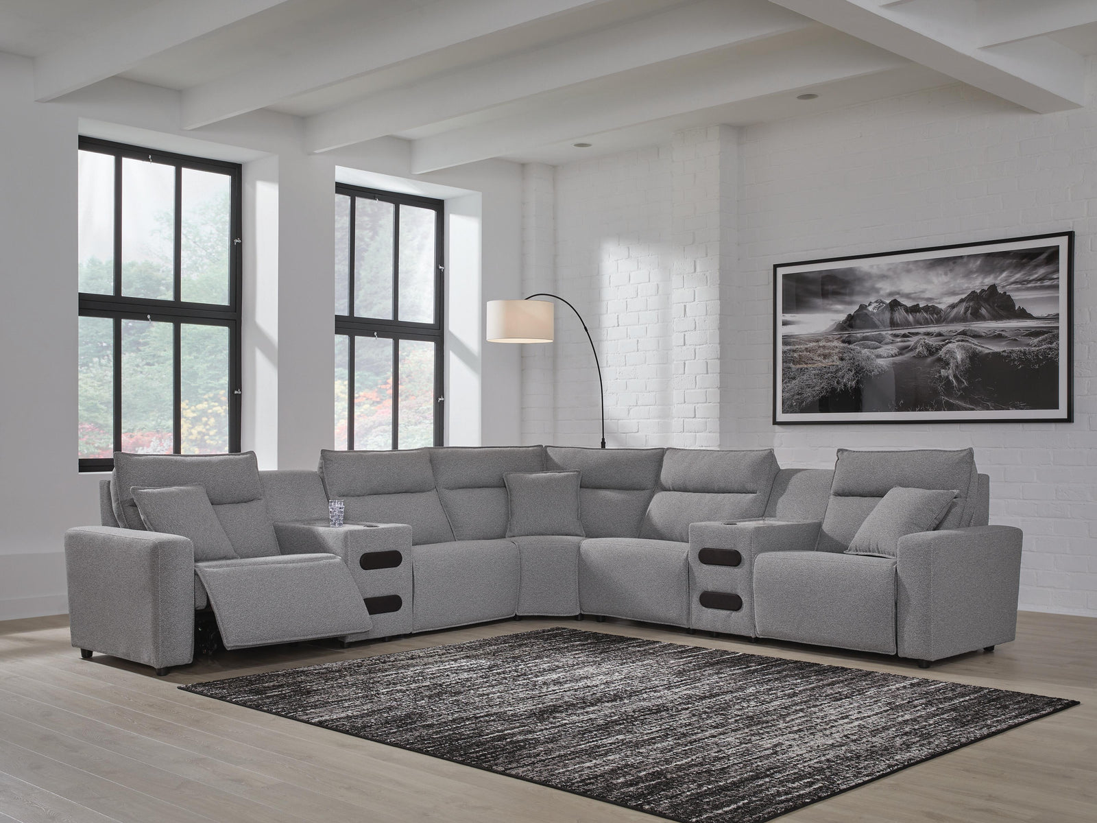Modmax II 7-Piece Power Reclining Sectional with Audio Consoles (65906-SI) - Image 2