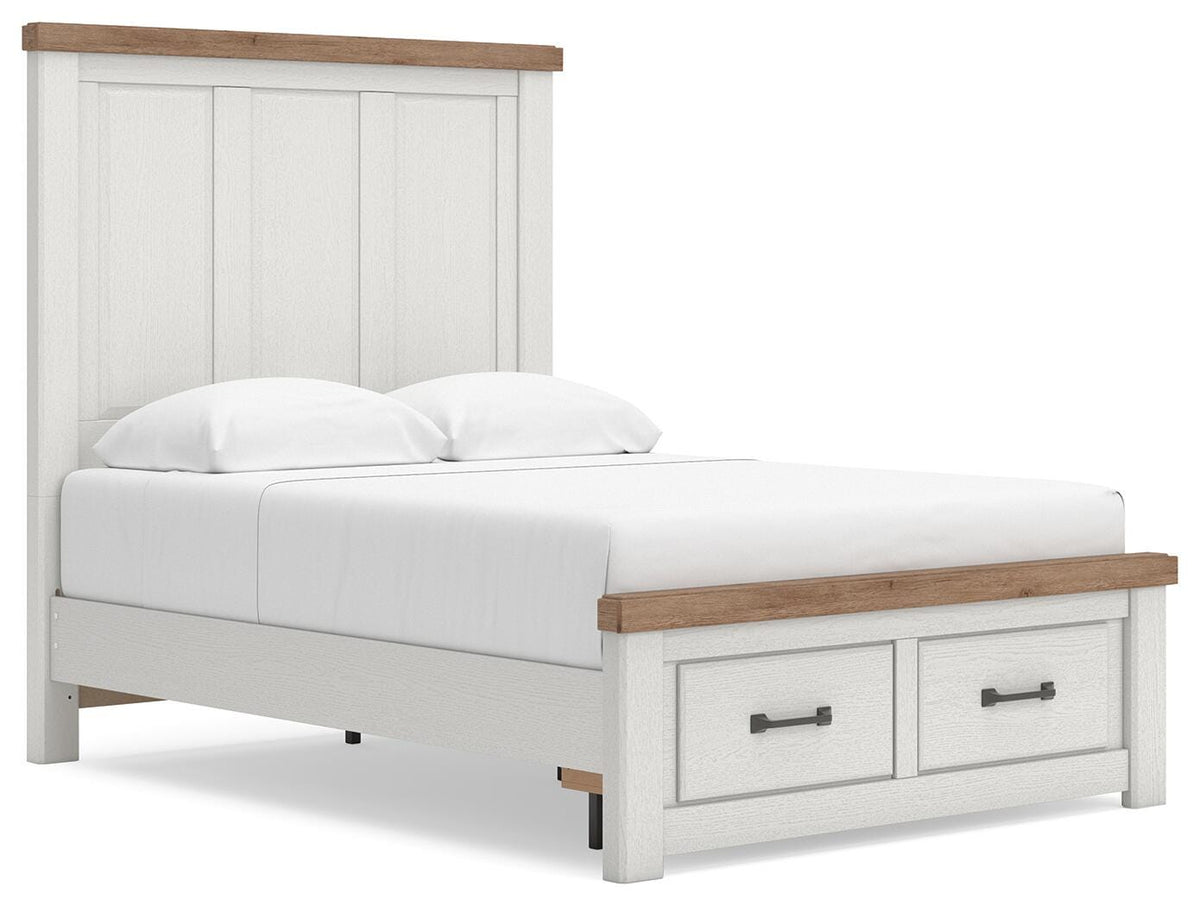 Savonport Panel Storage Bed (Youth) - White/Brown  (B4615-SI)