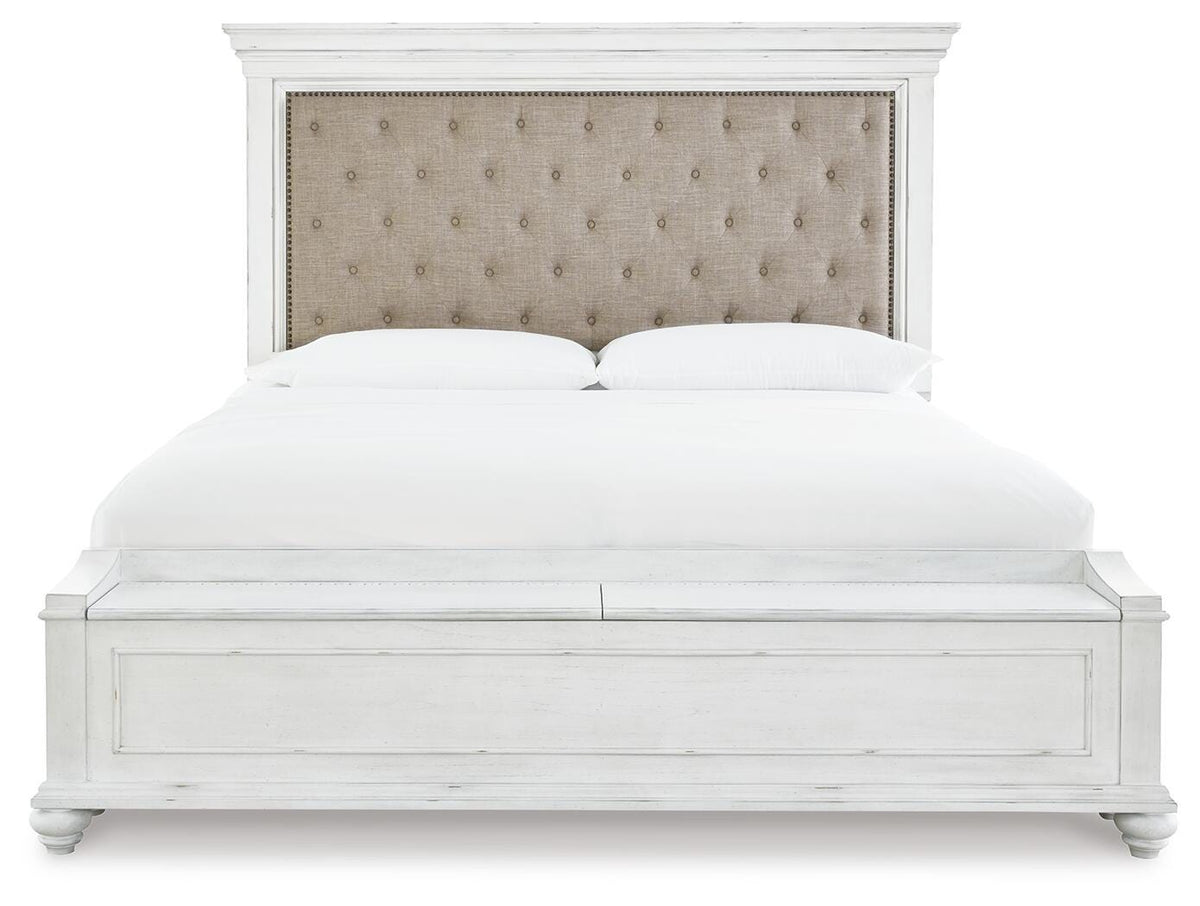 Kanwyn Upholstered Storage Bed, Dresser, Mirror and Nightstand - Whitewash  (B777-SI) - Image 4