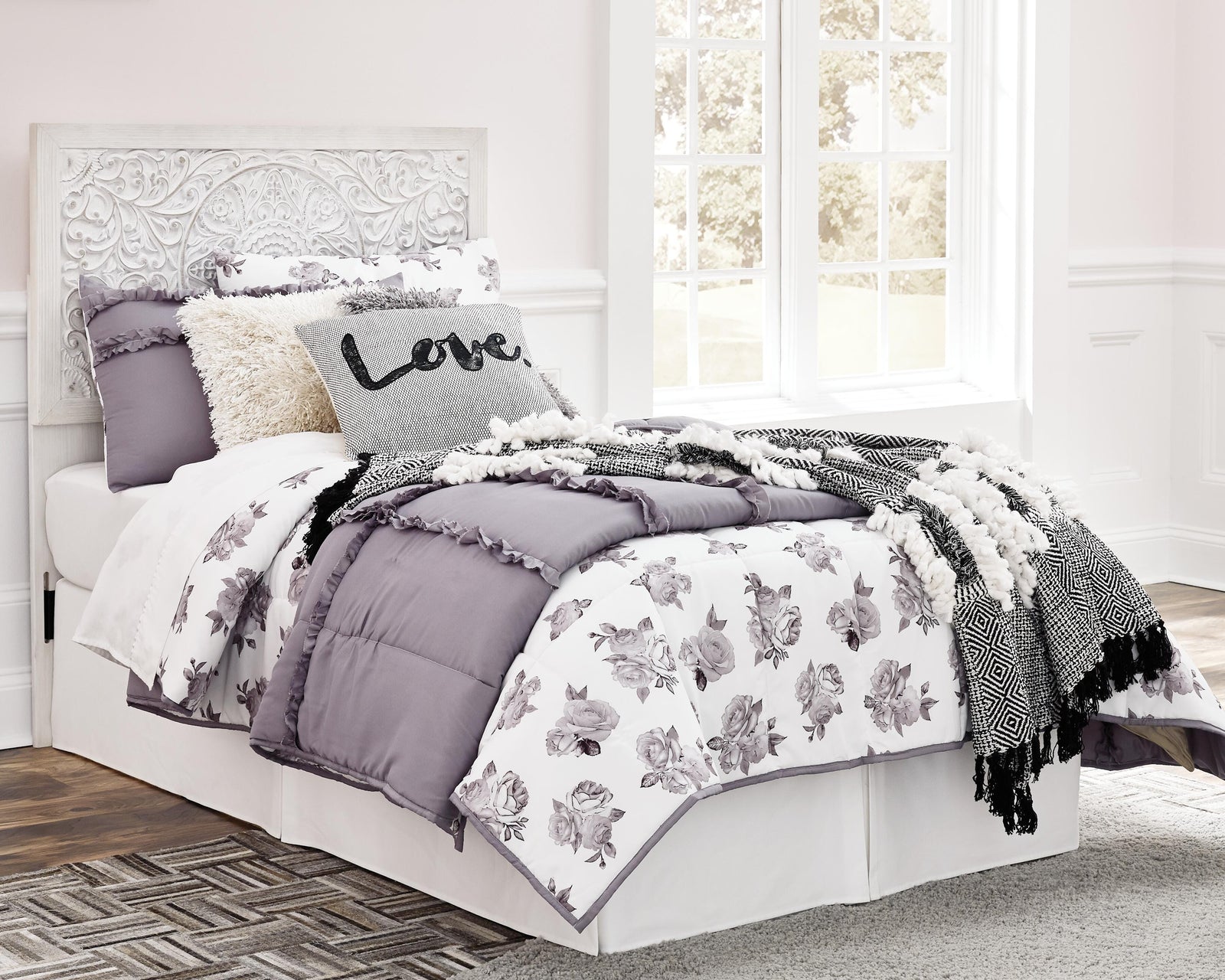 Paxberry Panel Headboard (Youth) - Whitewash  (B181-SI) - Image 6