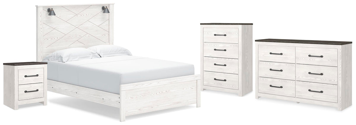 Gerridan Panel Bed, Dresser, Chest and Nightstand - White/Gray  (B1190-SI)