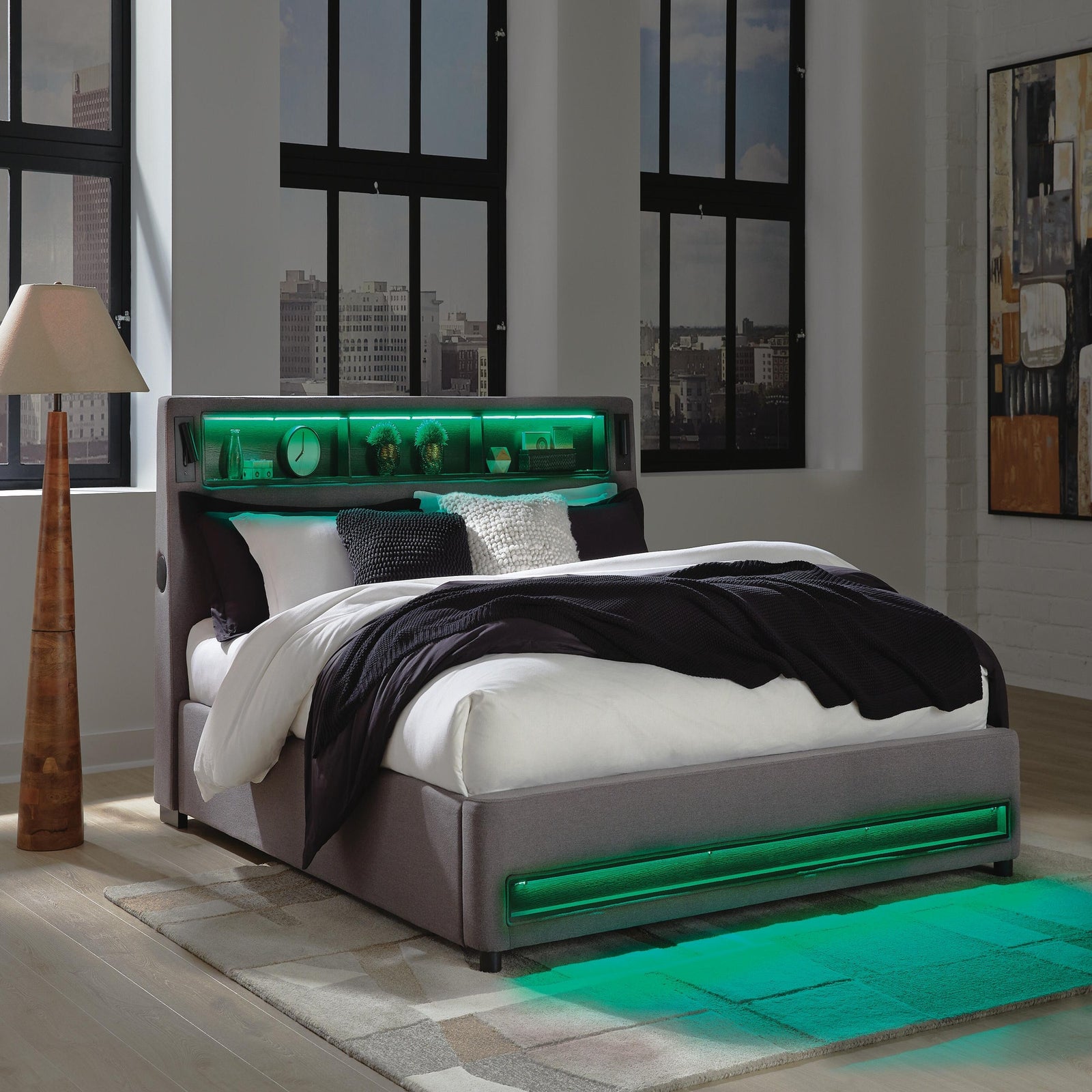 Finigale California King Upholstered Bed with Wireless Audio (PCB2721-SI) - Image 13