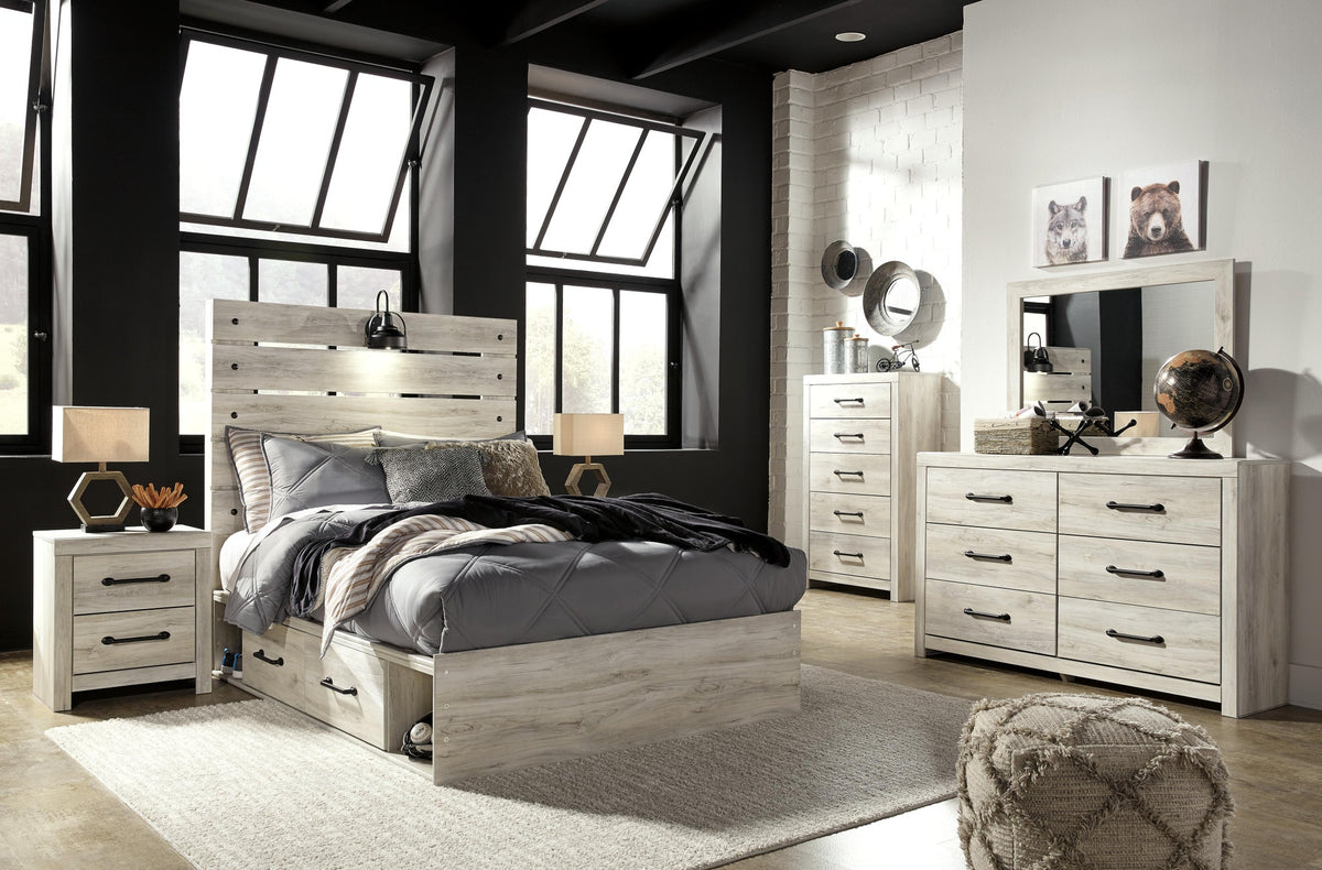 Cambeck Panel Bed with 2 Storage Drawers (Youth) - Whitewash  (B192-SI) - Image 6