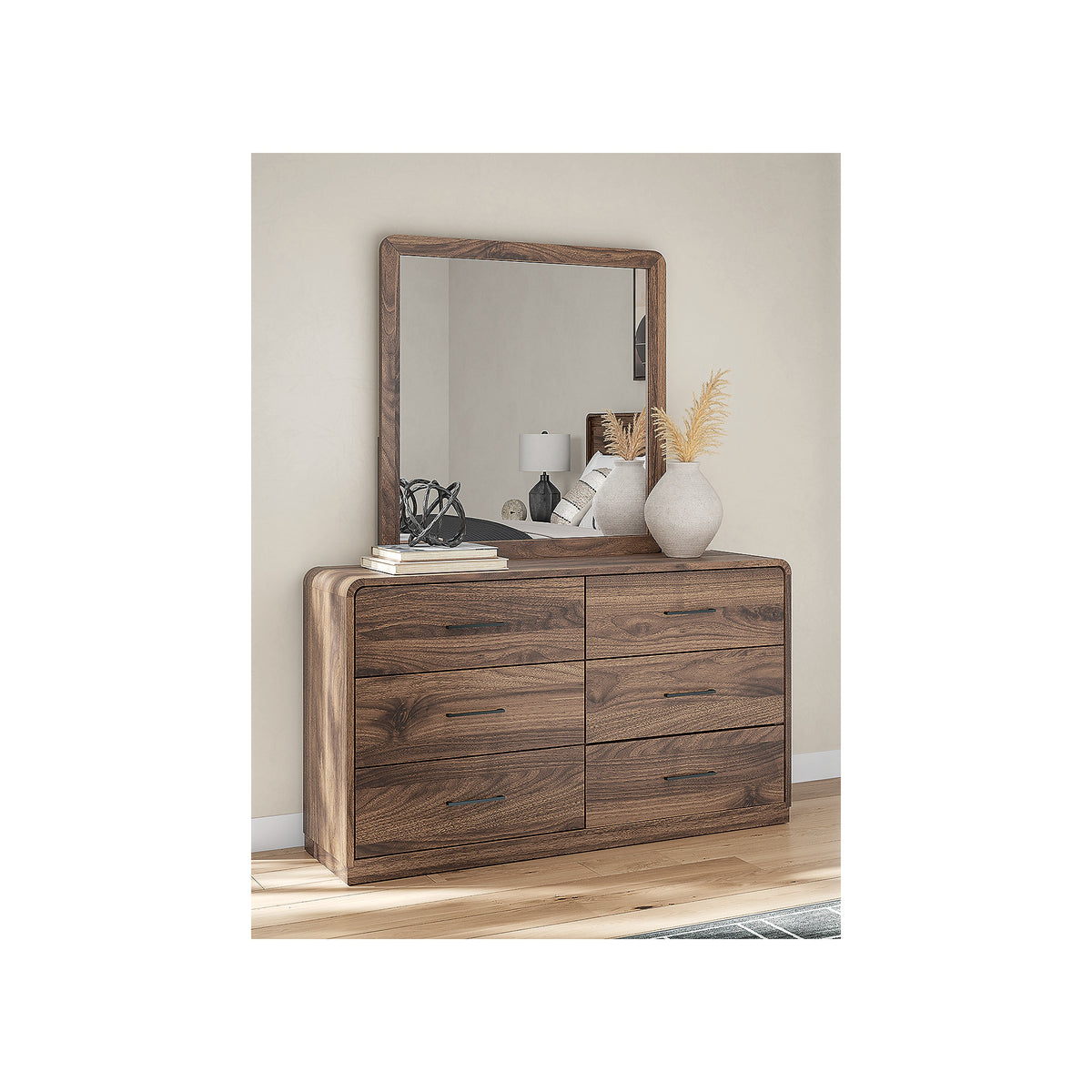 Fortlorn Queen Panel Bed, Dresser, Mirror and Nightstand (PCB386-SI) - Image 23
