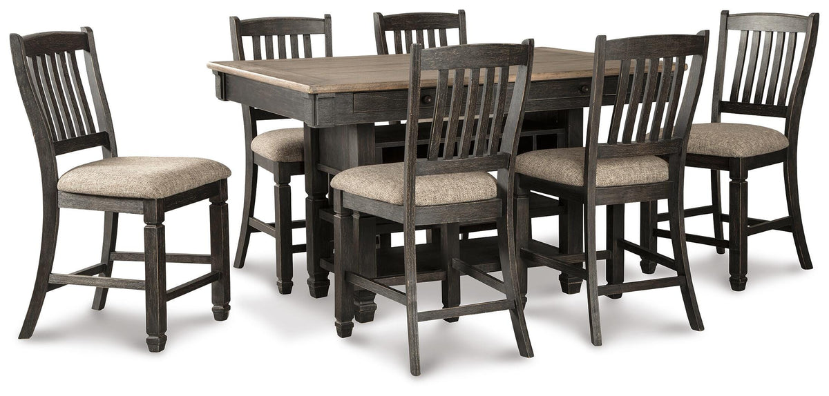 Tyler Creek Counter Height Dining Table and 6 Barstools (D736-SI)