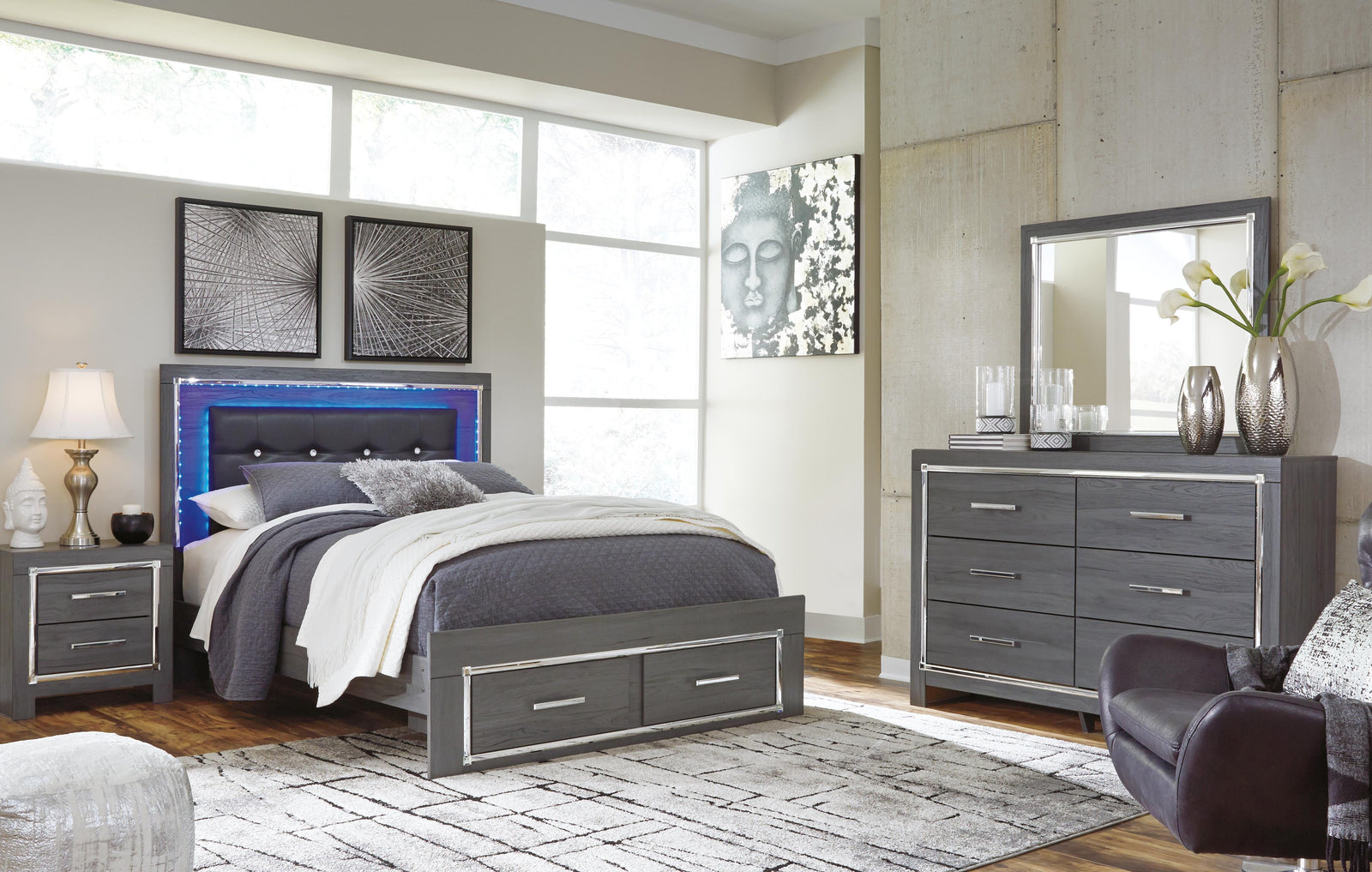 Lodanna Storage Bed, Chest and Nightstand - Gray  (B214-SI) - Image 6