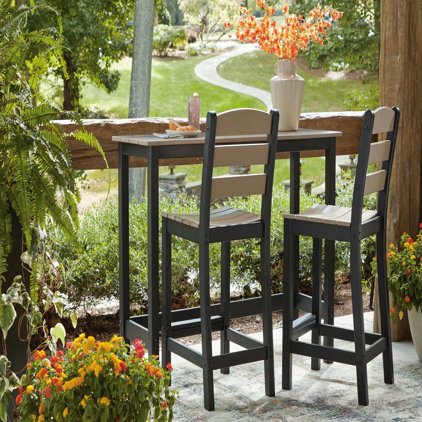 Shoreline Beach Outdoor Counter Table and 2 Barstools (PCP221-SI) - Image 9