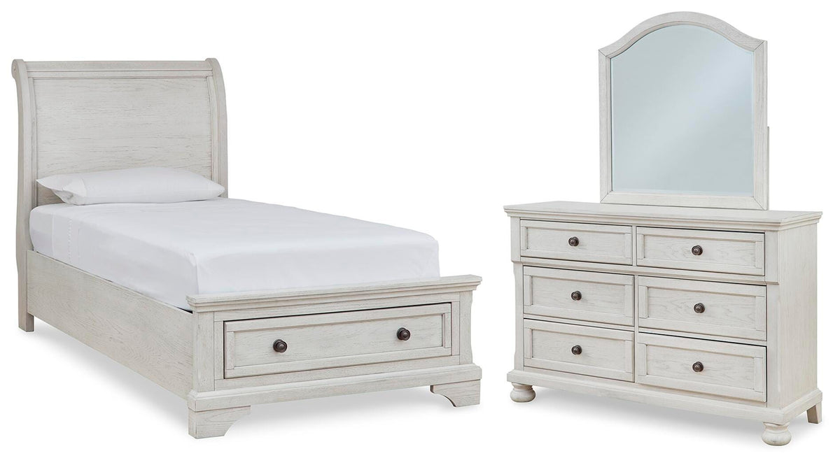 Robbinsdale Sleigh Storage Bed, Dresser and Mirror (B742-SI)