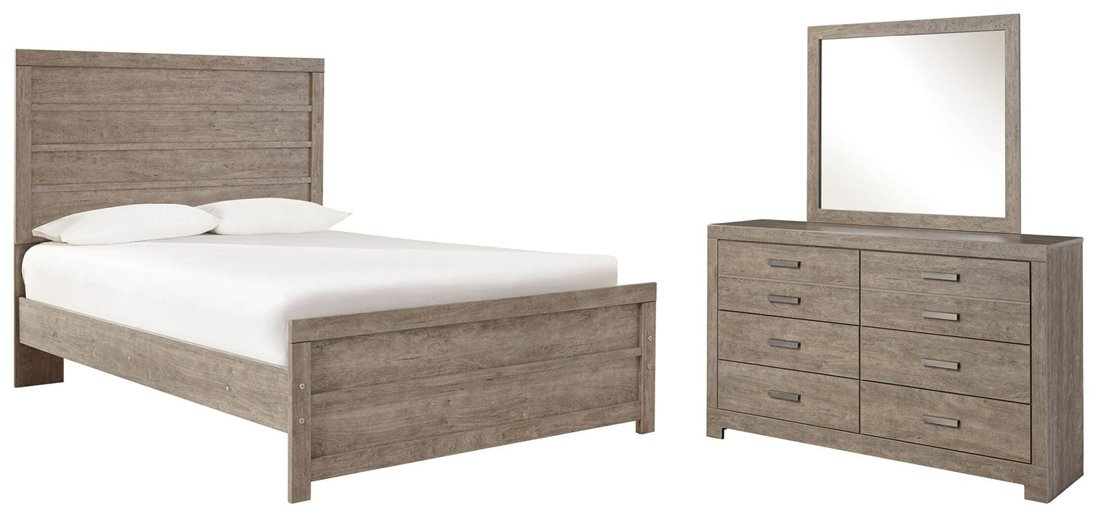 Culverbach Panel Bed, Dresser and Mirror - Gray  (B070-SI)