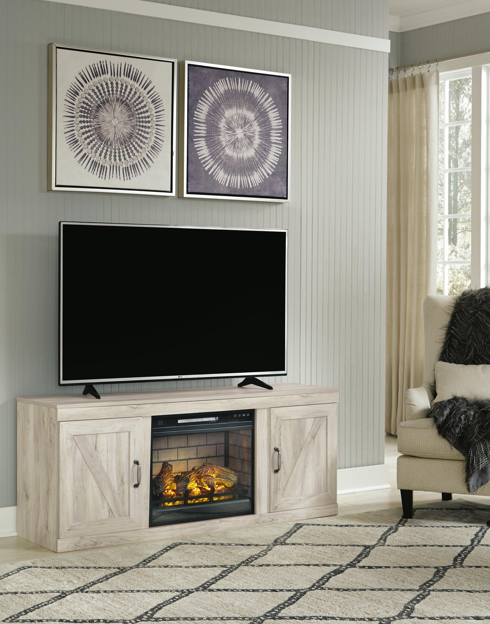 Bellaby TV Stand with Electric Fireplace (EW0331-SI) - Image 2