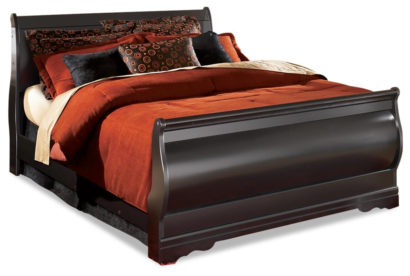 Huey Vineyard Sleigh Bed, Chest and 2 Nightstands - Black  (B128-SI) - Image 3