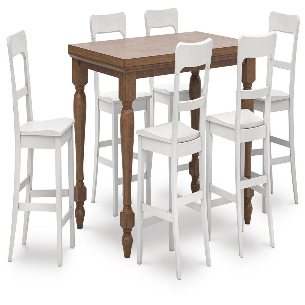 Greddinton Counter Height Dining Table and 6 Barstools (PCD824-SI)