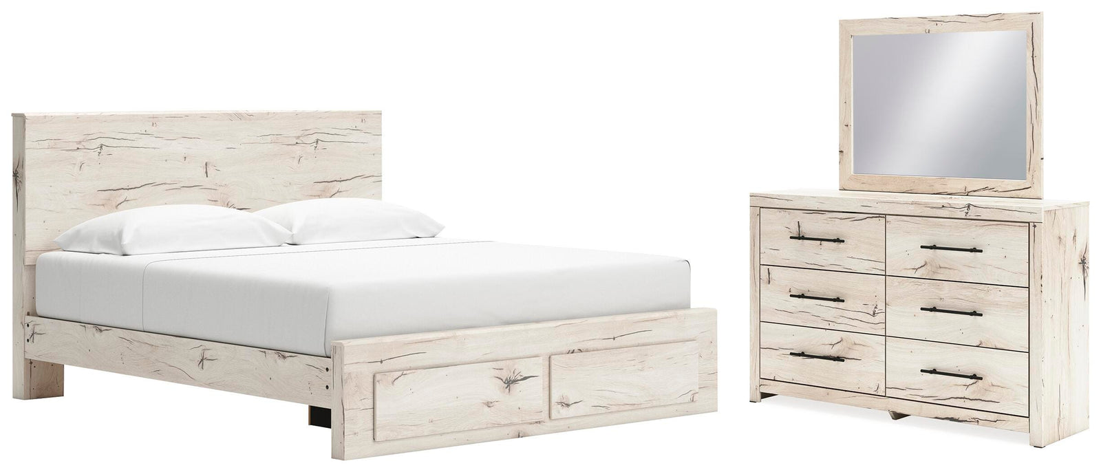 Lawroy Panel Storage Bed, Dresser and Mirror - Light Natural  (B2310-SI)