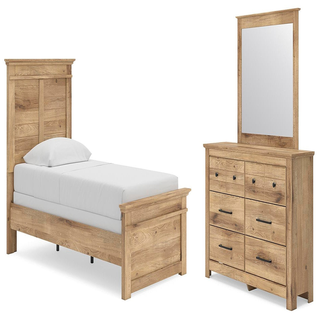 Makidern Twin Panel Bed, Dresser and Mirror (PCB1170-SI)