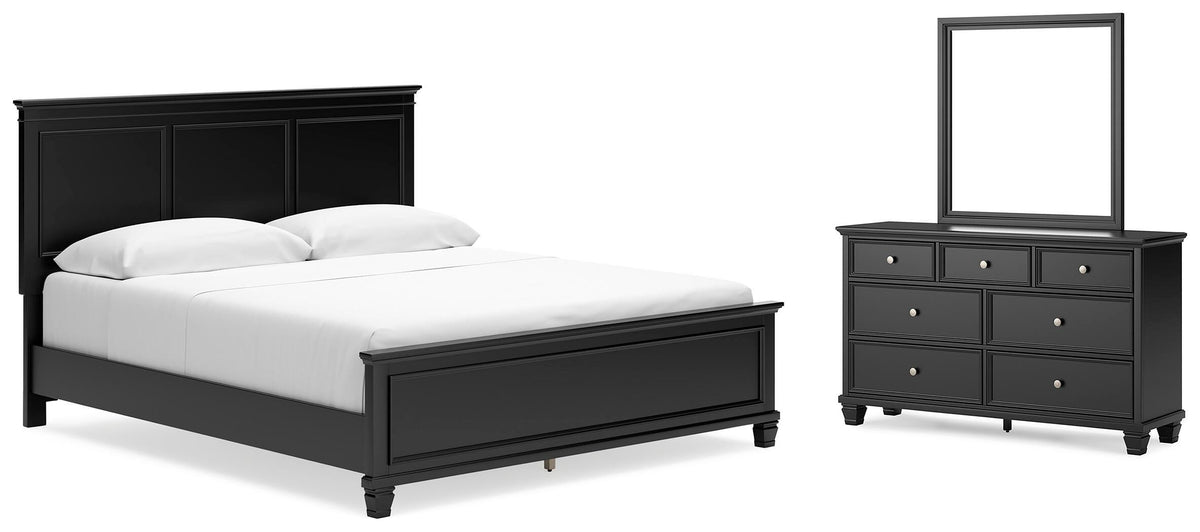 Lanolee Panel Bed, Dresser and Mirror - Black  (B687-SI)