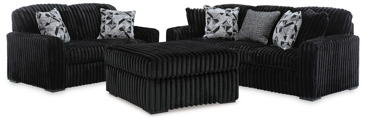 Midnight-Madness Sofa, Loveseat and Oversized Ottoman (98103-SI)