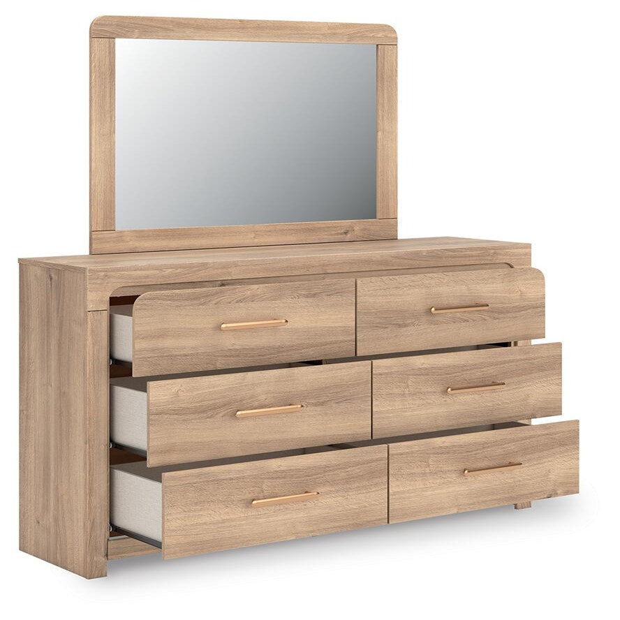 Kinlanni Queen Upholstered Panel Bed, Dresser and Mirror (PCB1360-SI) - Image 4