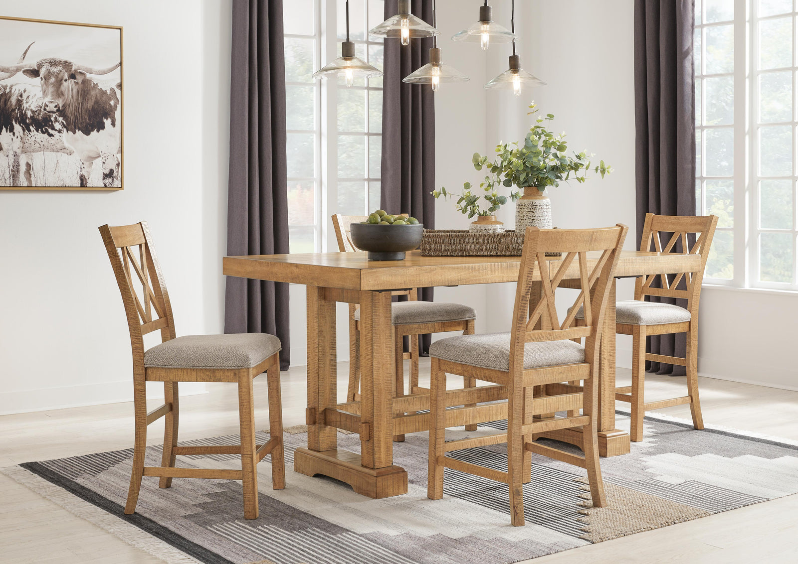 Havonplane Counter Height Extension Dining Table and 4 Barstools (D773-SI) - Image 15