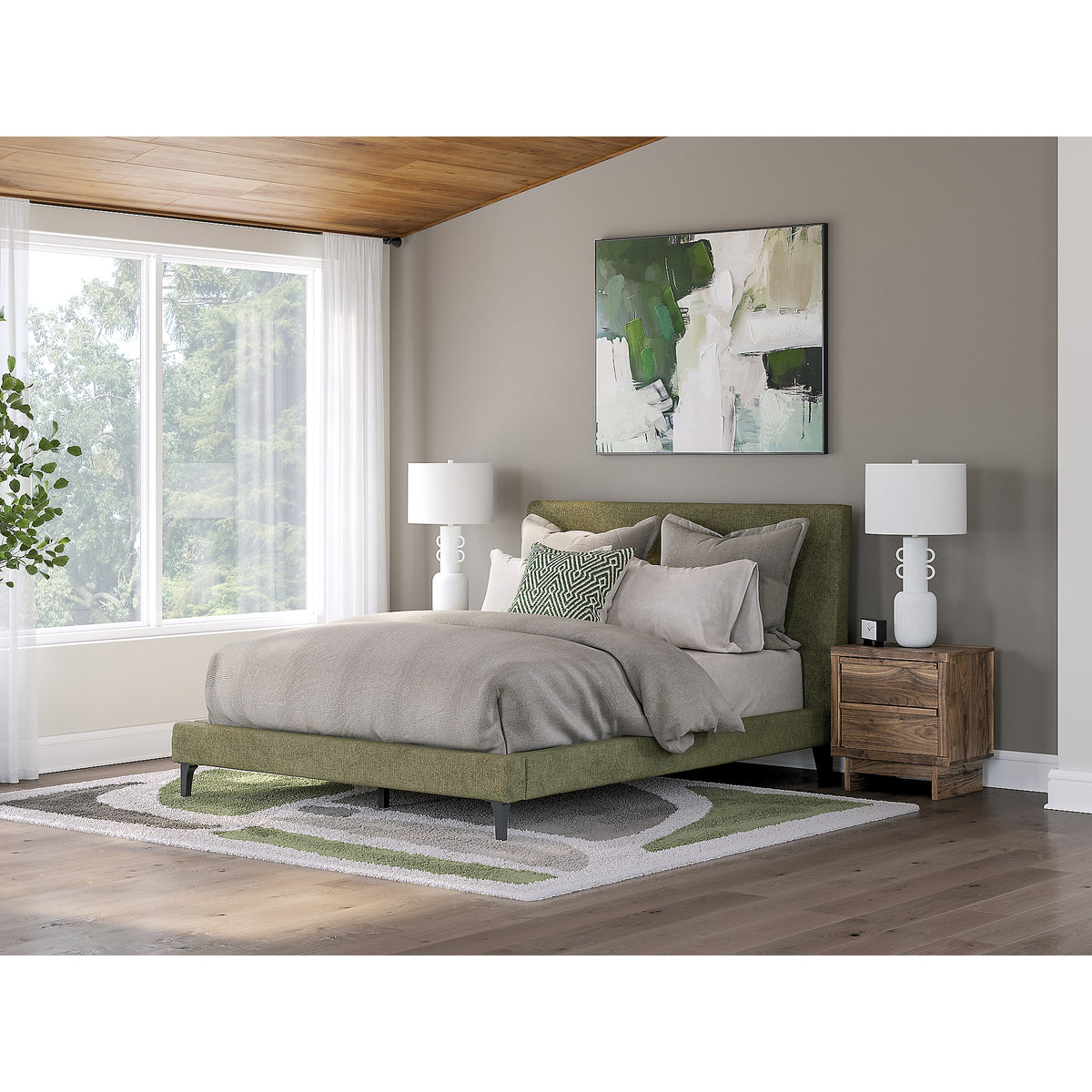 Chirason Queen Upholstered Bed with Roll Slats (PCB3367-SI) - Image 8