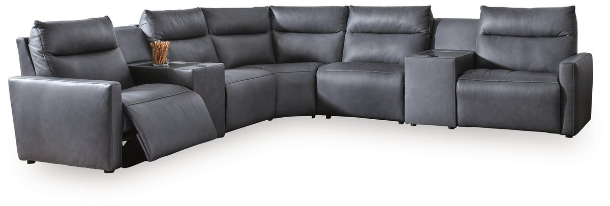 ModZ 7-Piece Power Reclining Sectional with Audio Consoles (U14001-SI)