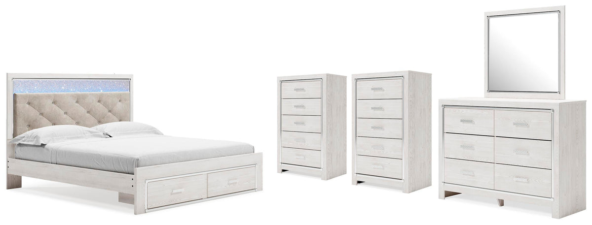 Altyra Storage Bed, Dresser, Mirror and 2 Chests - White  (B2640-SI)