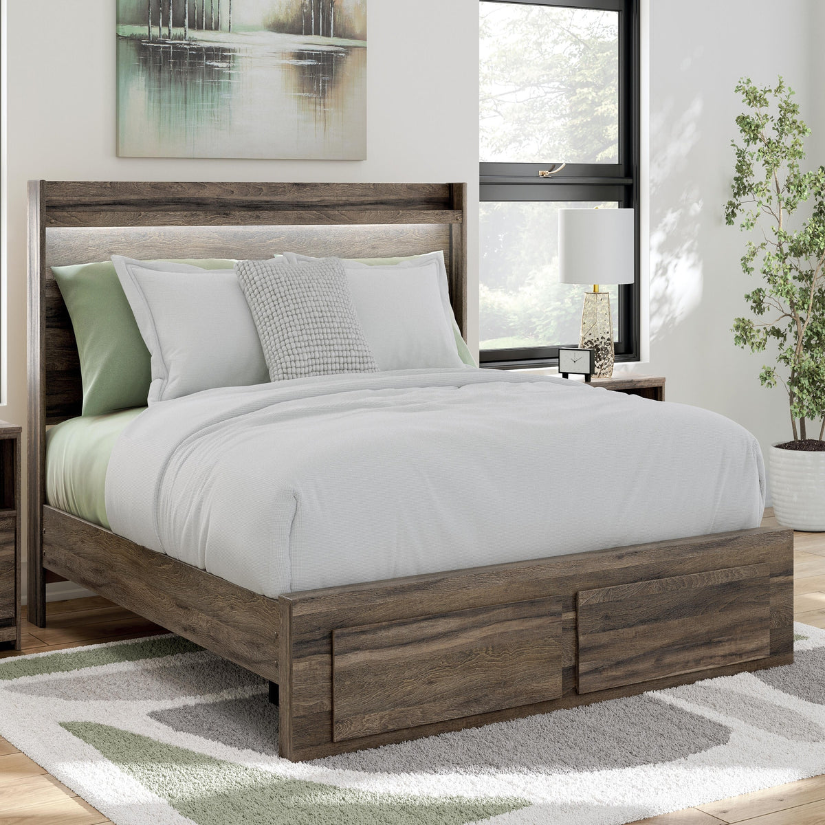 Elbrim King Panel Storage Bed, Chest and Nightstand (PCB2005-SI) - Image 26
