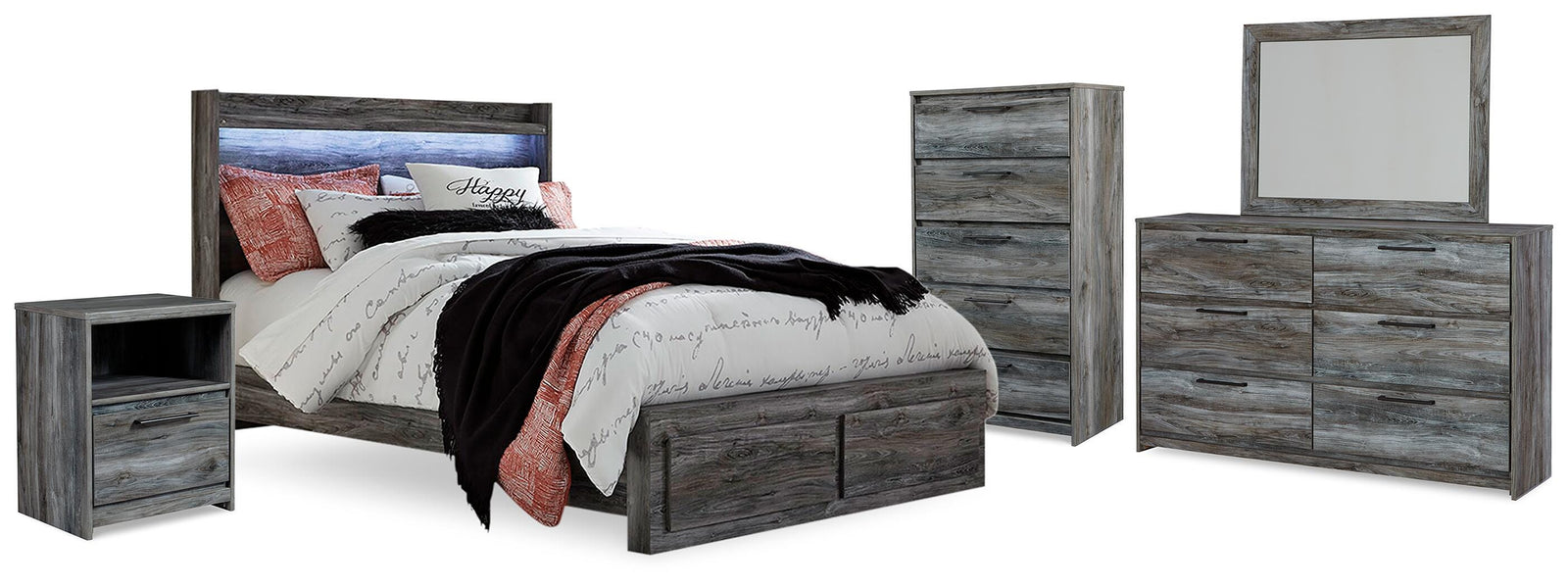 Baystorm Panel Storage Bed, Dresser, Mirror, Chest and Nightstand (B221-SI)