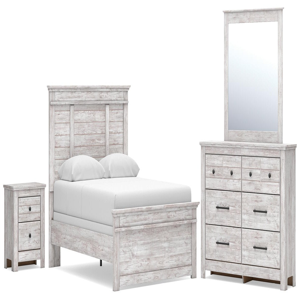 Makidern Queen Panel Bed, Dresser, Mirror and Nightstand (PCB1171-SI)