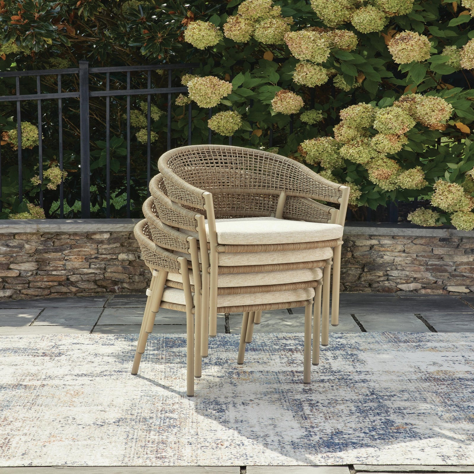 Orchard Beach Outdoor Arm Chair with Cushion (Set of 4) (PCP373-SI) - Image 4