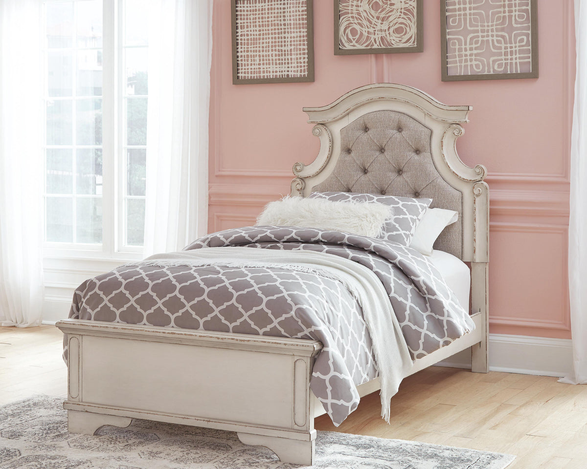 Realyn Upholstered Panel Bed and Nightstand - Two-tone  (B743-SI) - Image 7