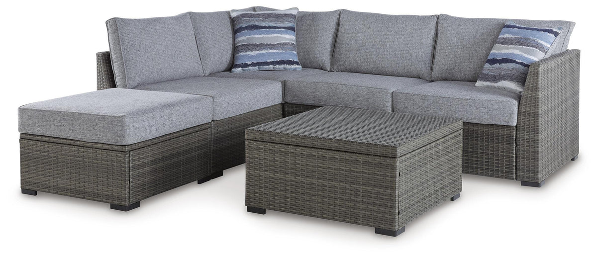 Petal Road Outdoor Loveseat Sectional/Ottoman/Table Set (Set of 4) (P297-SI)
