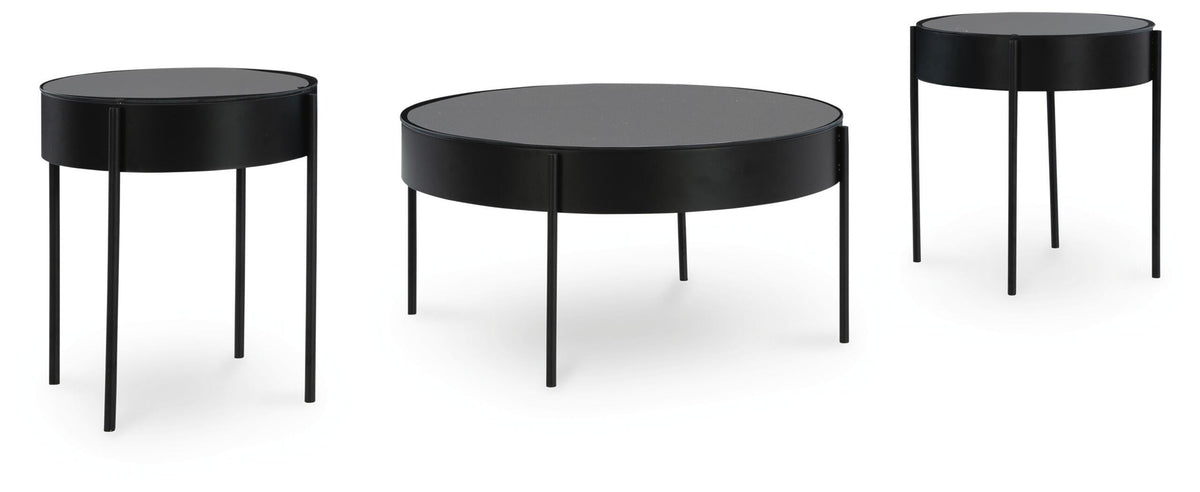 Ardoline Table (Set of 3) - Black  (T280-SI)