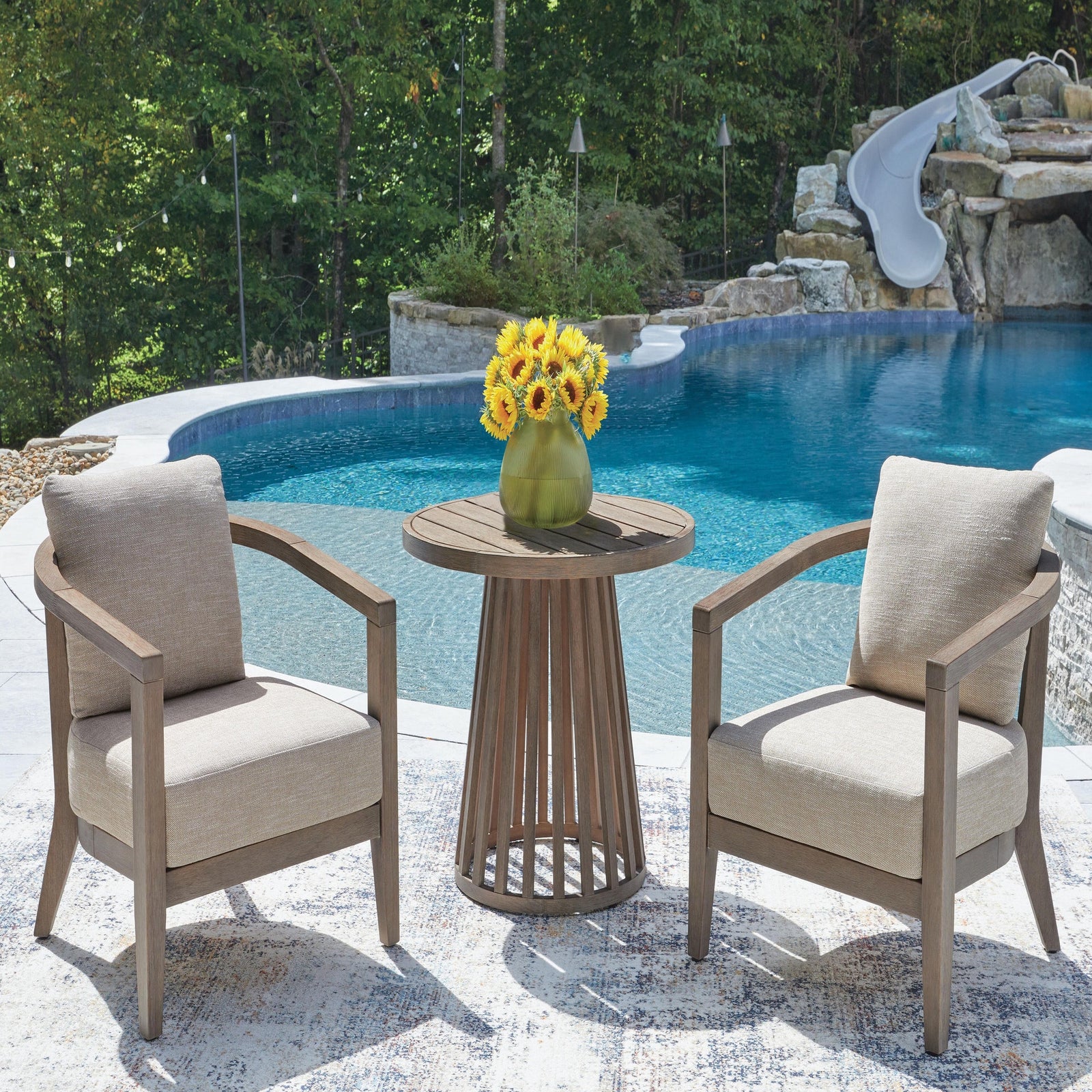 Joy Lagoon Outdoor Chairs with Cushions/Table (Set of 3) (PCP310-SI) - Image 2