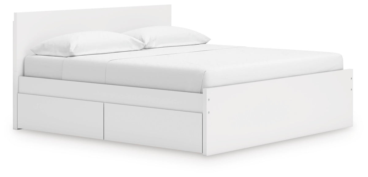 Onita Panel Platform Bed with 2 Side Storage - White  (EB9630-SI)