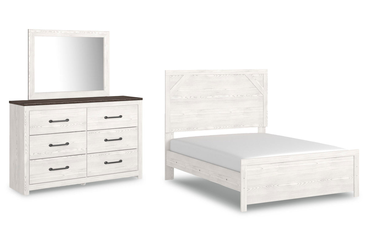 Gerridan Panel Bed with Dresser and Mirror - White/Gray  (B1190-SI)