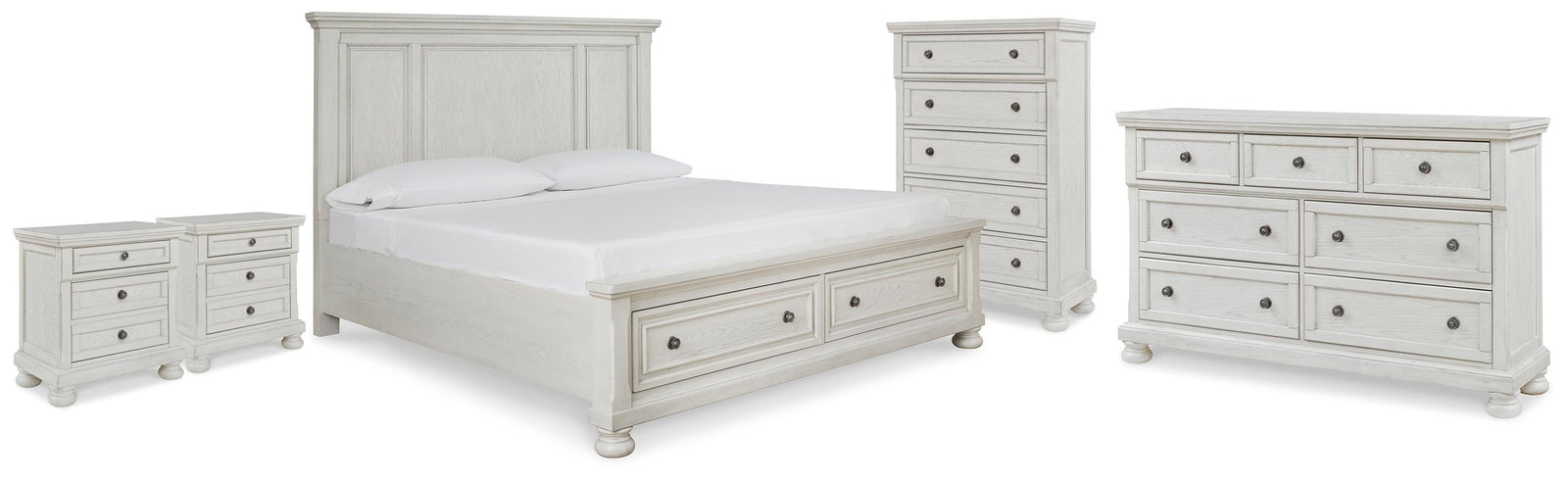 Robbinsdale Panel Storage Bed, Dresser, Chest and 2 Nightstands (B742-SI) - Image 2