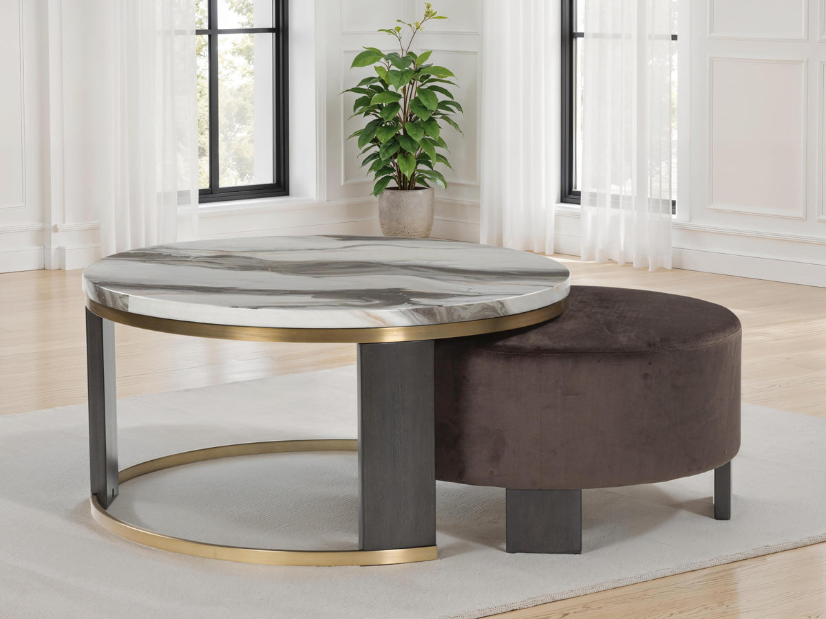Jazmore Nesting Coffee Table (Set of 2) - Brown/Brass Finish  (T671-SI) - Image 8