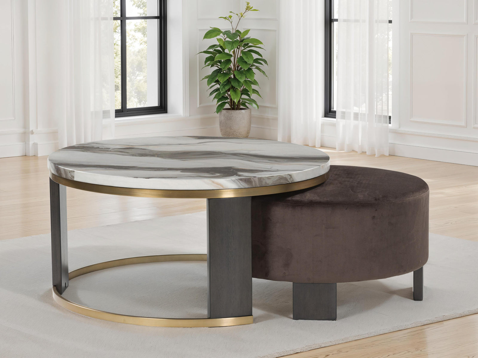 Jazmore Nesting Coffee Table (Set of 2) - Brown/Brass Finish  (T671-SI) - Image 8