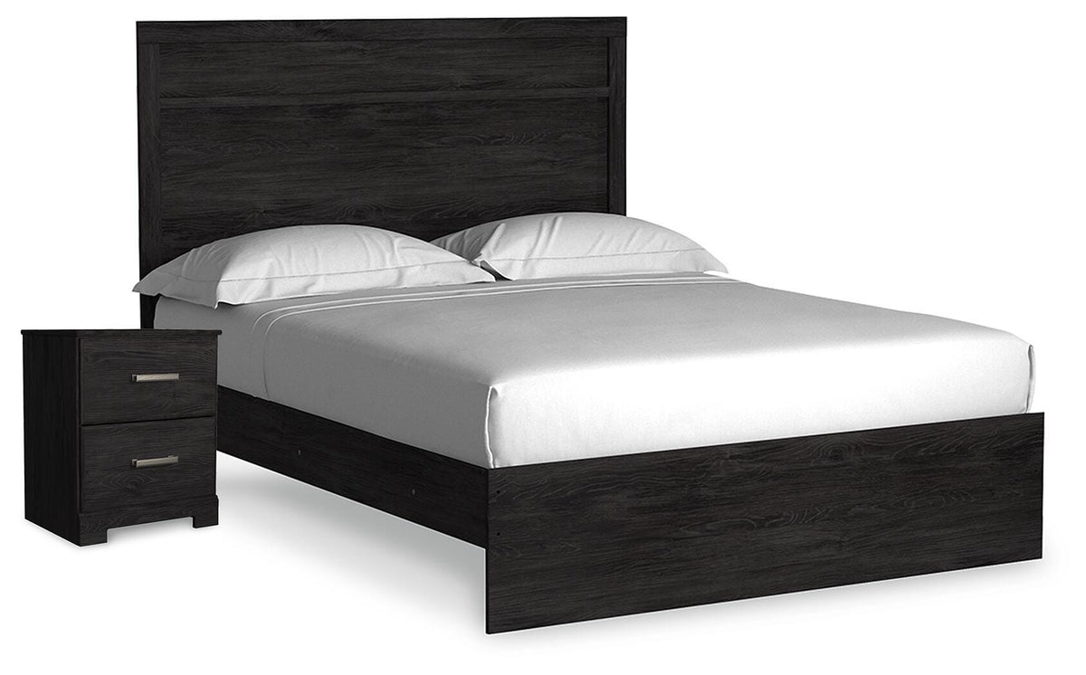 Belachime Panel Bed and Nightstand - Charcoal  (B2589-SI)