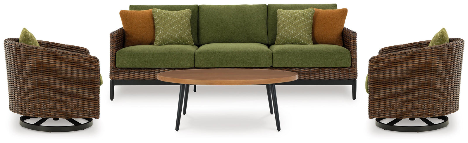 Horizon Hall Outdoor Sofa, 2 Lounge Chairs, Ottoman and Coffee Table (P572-SI) - Image 2