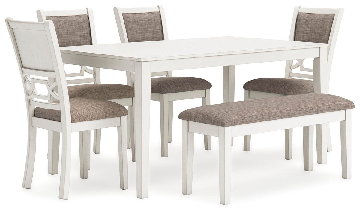 Erinberg Dining Table and 4 Chairs and Bench (Set of 6) (D423-SI)