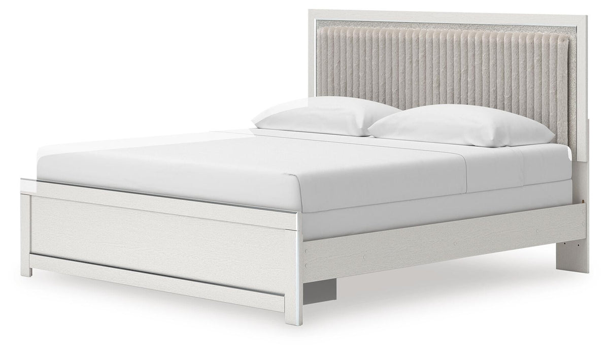 Zuraleus King Upholstered Panel Bed, Dresser, Mirror and Nightstand (PCB3381-SI) - Image 15