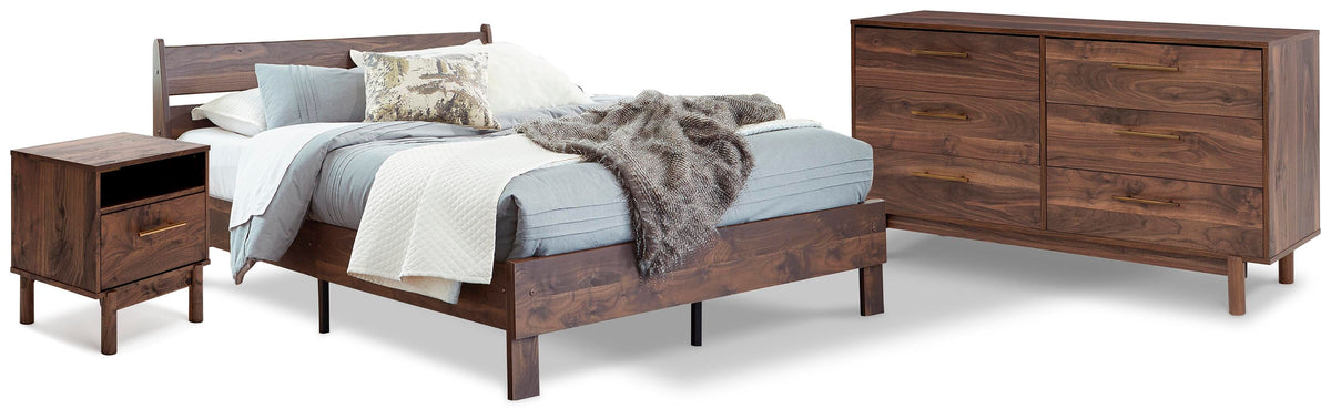 Calverson Panel Platform Bed with Dresser and Nightstand - Mocha  (EB3660-SI)