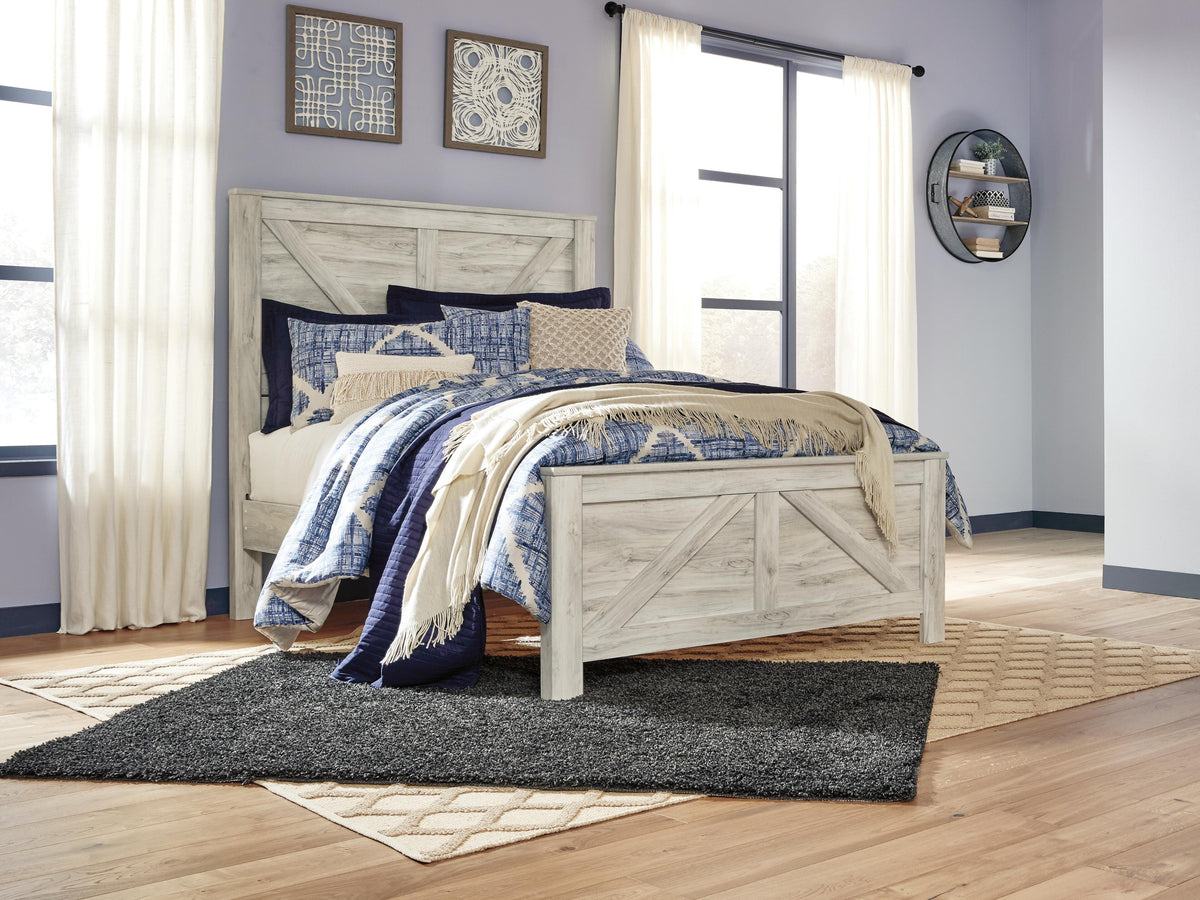 Bellaby Crossbuck Panel Bed and 2 Nightstands - Whitewash  (B331-SI) - Image 5