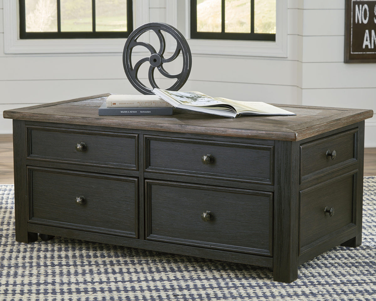 Tyler Creek Coffee Table and 2 Chairside End Tables - Grayish Brown/Black  (T736-SI) - Image 5